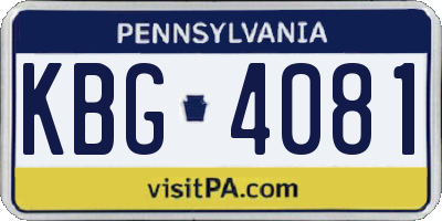 PA license plate KBG4081