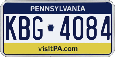 PA license plate KBG4084