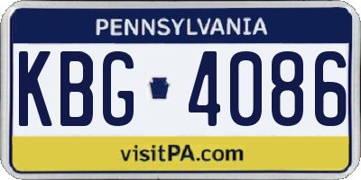 PA license plate KBG4086