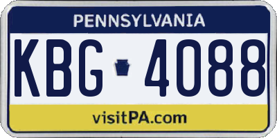 PA license plate KBG4088