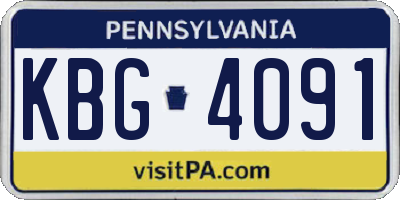 PA license plate KBG4091