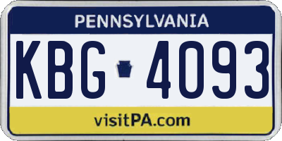 PA license plate KBG4093