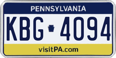 PA license plate KBG4094