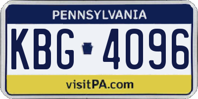 PA license plate KBG4096