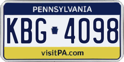 PA license plate KBG4098