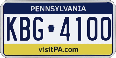 PA license plate KBG4100