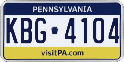 PA license plate KBG4104