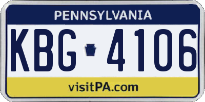 PA license plate KBG4106