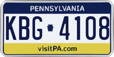 PA license plate KBG4108