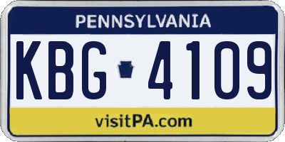 PA license plate KBG4109