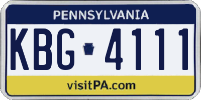 PA license plate KBG4111