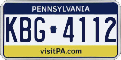 PA license plate KBG4112