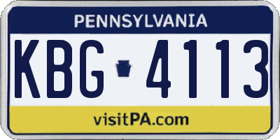 PA license plate KBG4113