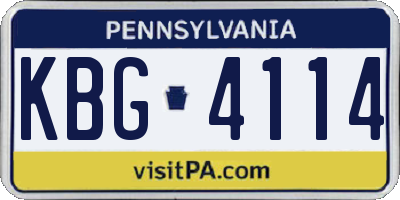 PA license plate KBG4114