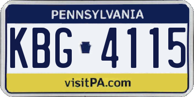 PA license plate KBG4115