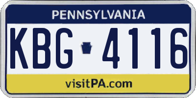 PA license plate KBG4116