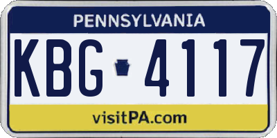 PA license plate KBG4117