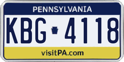 PA license plate KBG4118