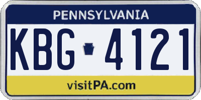 PA license plate KBG4121