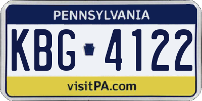 PA license plate KBG4122