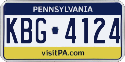 PA license plate KBG4124