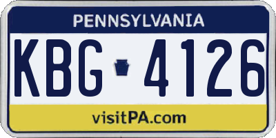 PA license plate KBG4126