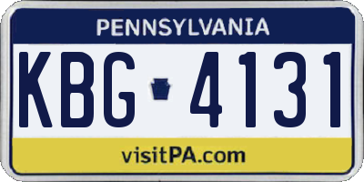 PA license plate KBG4131