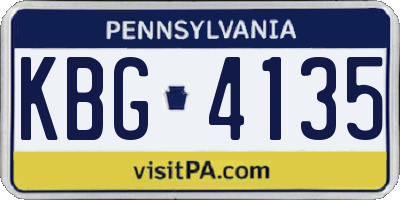 PA license plate KBG4135