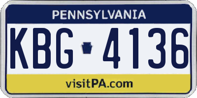 PA license plate KBG4136