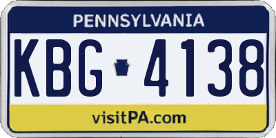 PA license plate KBG4138