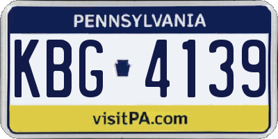 PA license plate KBG4139