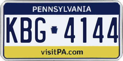 PA license plate KBG4144