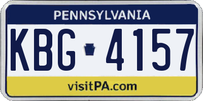 PA license plate KBG4157