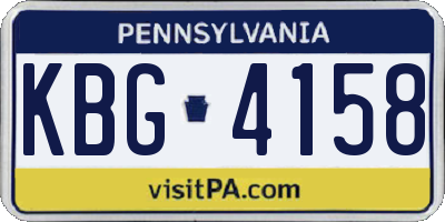 PA license plate KBG4158
