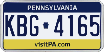 PA license plate KBG4165