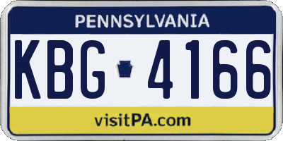 PA license plate KBG4166