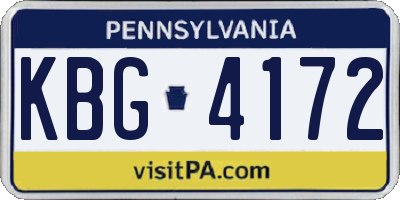 PA license plate KBG4172