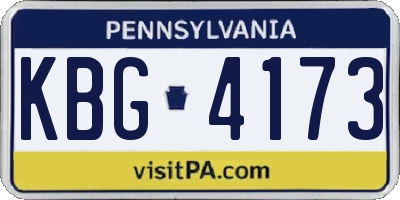 PA license plate KBG4173