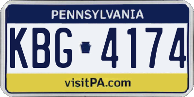 PA license plate KBG4174