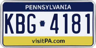 PA license plate KBG4181
