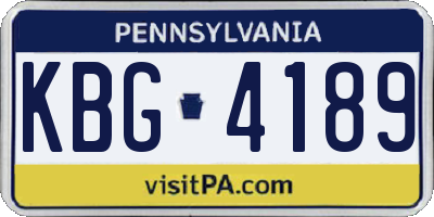 PA license plate KBG4189