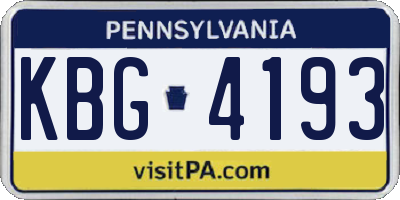 PA license plate KBG4193
