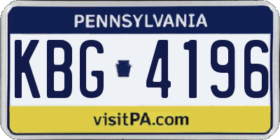 PA license plate KBG4196