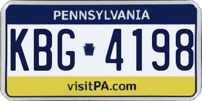 PA license plate KBG4198