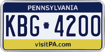 PA license plate KBG4200