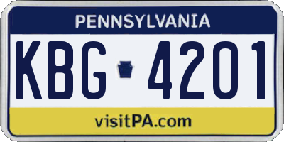 PA license plate KBG4201