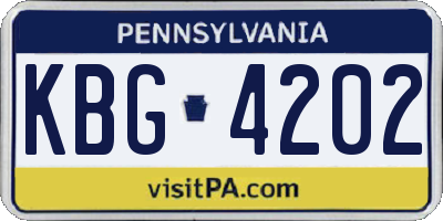 PA license plate KBG4202