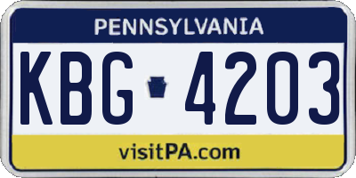 PA license plate KBG4203
