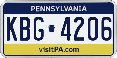 PA license plate KBG4206