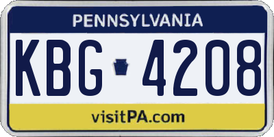 PA license plate KBG4208